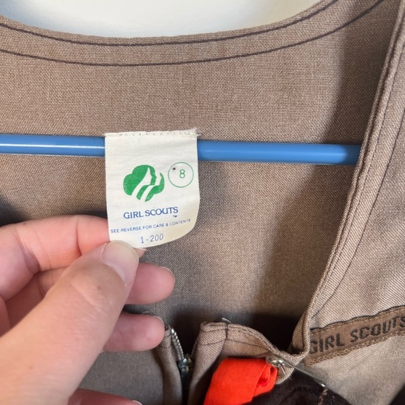 Vintage Girl Scouts USA Brownie Uniform Dress with Orange Tie and Hat Size 8 - Picture 4 of 7